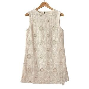 Commense Cream Embroidered Mini Shift Dress